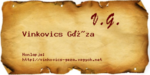 Vinkovics Géza névjegykártya